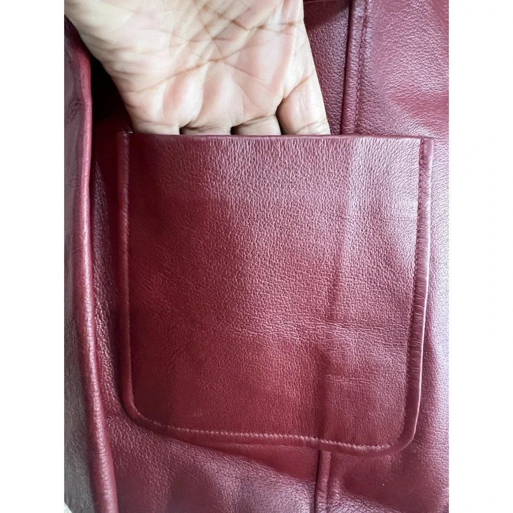Vintage Y2K‎  MetroStyle Leather Blazer Sz 12 Oxblood Red Classic Mob Wife Lux